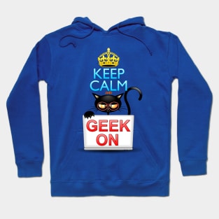 Keep Calm and Geek on! Cartoon Cat Hoodie